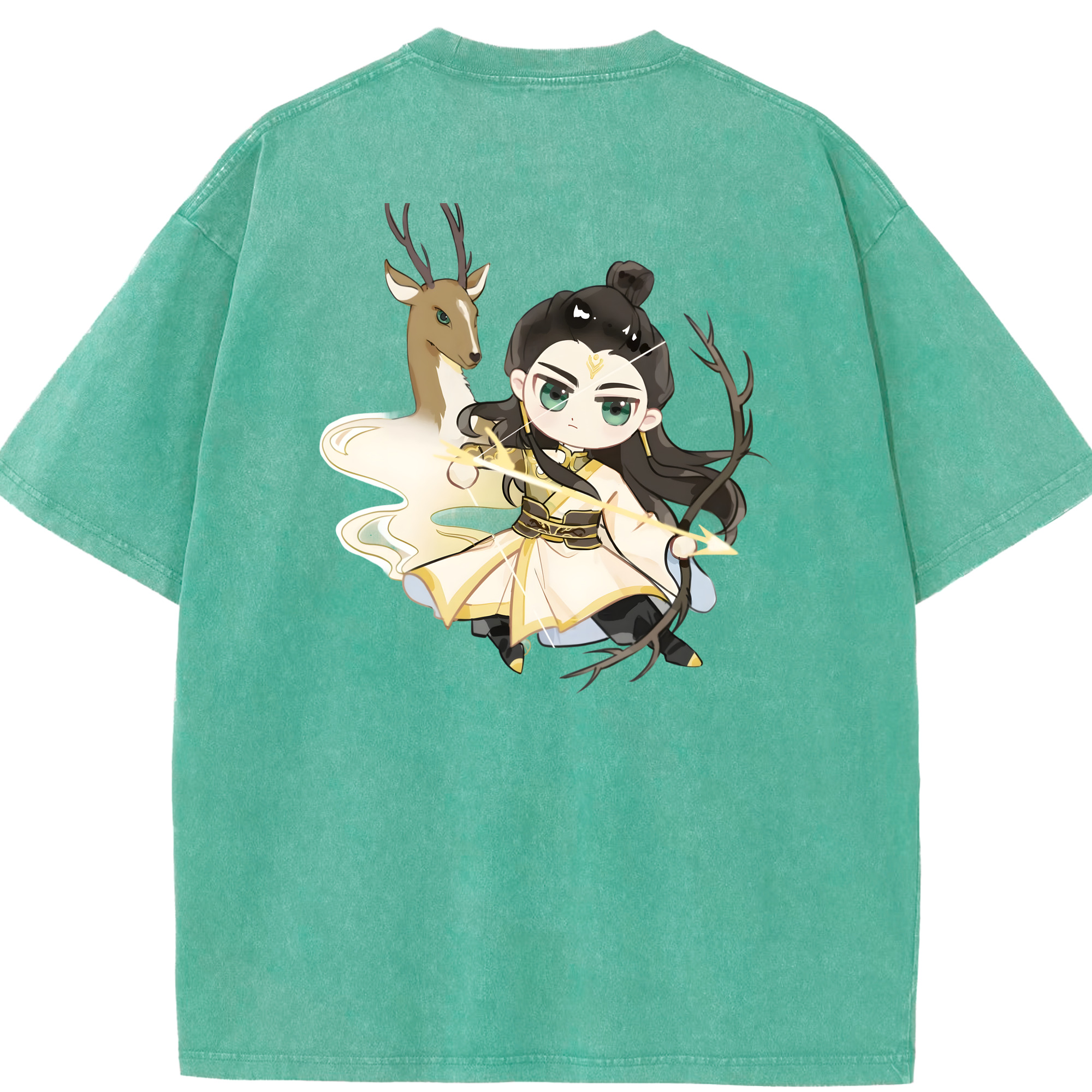 （画像用） Ne Zha 2 ナタ 魔童の大暴れ 綿100% ヴィンテージ風 半袖Tシャツ（背面プリント）